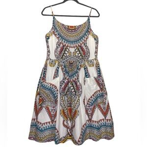 Robbie Bee Multicolor Geometric Boho Sun Dress